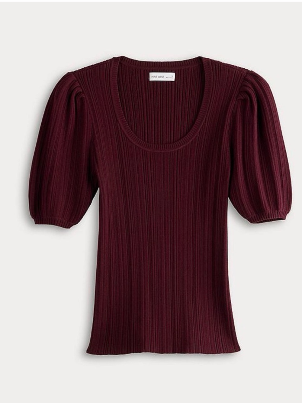 Nine West XXL puff sleeve scoop neck sweater tee NWT